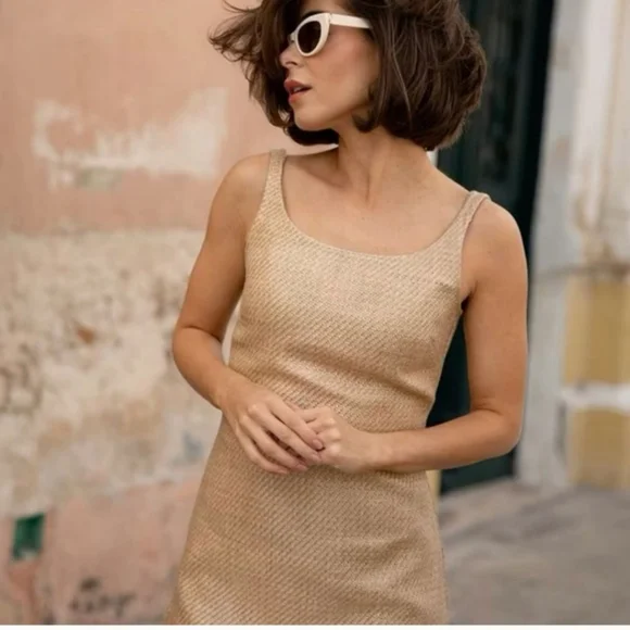 Antonio Melanix The Style Bungalow Manana Scoop Neck Raffia Sleeveless Mini Dres - Picture 3 of 10